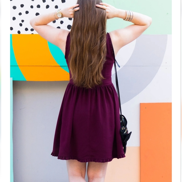 KATE SPADE Ma Cherie Ruffle Fit & Flare Mini Dress Cranberry Red Small Size 4 - Picture 11 of 14